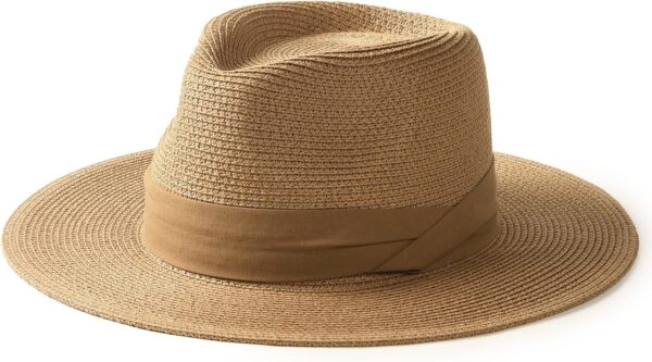 Panama Hat Sun Hats for Women Men Wide Brim Fedora Straw Beach Hat UV UPF 80+