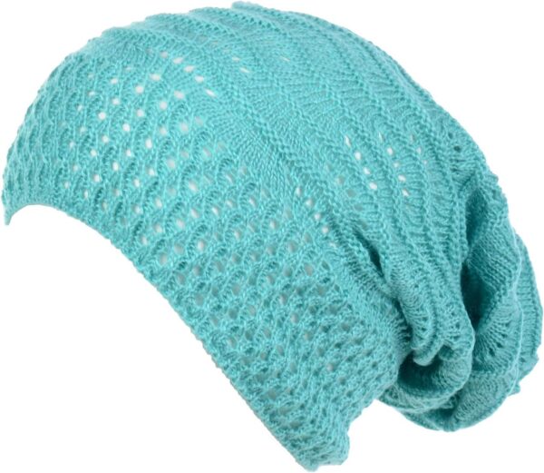 Women's Airy Cool Lightweight Cutout Long Slouchy Crochet Knit Beanie Hat