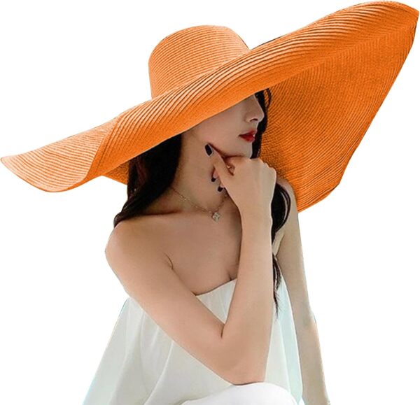 Oversized Beach Straw Hats for Women Extra Large Wide Brim Beach Hat Foldable Roll up Floppy Sun Hat Summer UV Protection